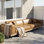 Canapé moderne en similicuir 111,81 "avec base en bois massif et coussins décoratifs