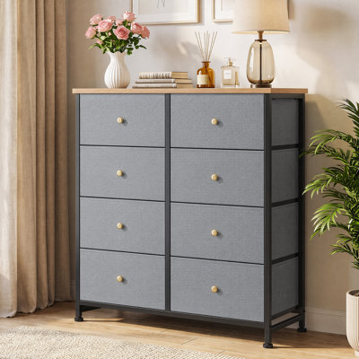 Bedroom Dresser with 8 Drawers Tall Dresser Chest of Drawers Fabric Dresser Modern Dresser