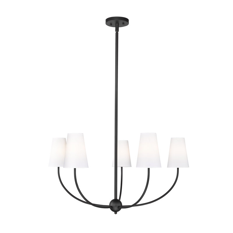 Caral Dimmable Traditional Shaded Chandelier, Matte Black, 5, 16.5" H x 32" W x 32" D