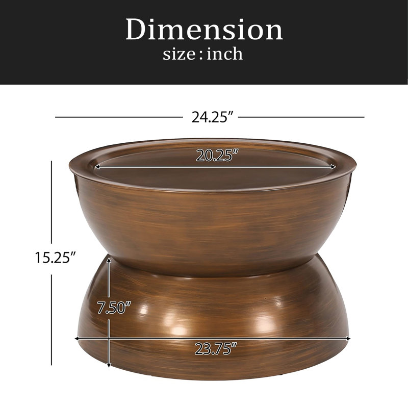 METAL HAMMERED COFFEE TABLE, Antique Bronze