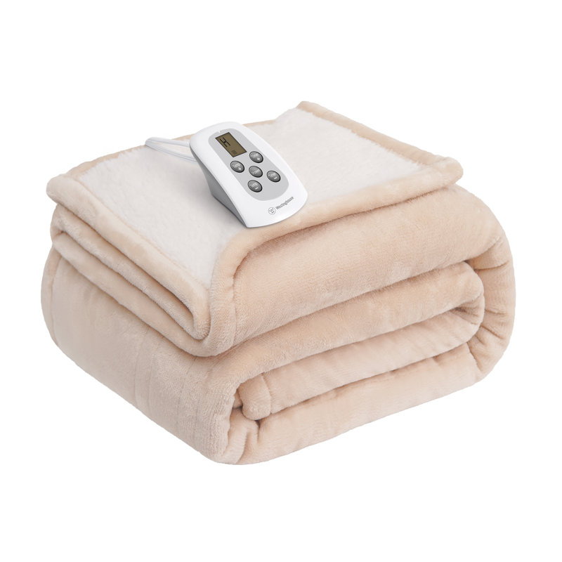 Couverture chauffante Westinghouse, couverture douce en flanelle à Sherpa, Lit simple, Beige