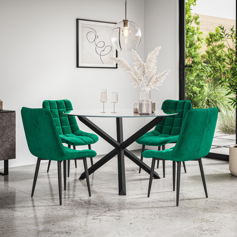Darcus 4 - Person Dining Set, Black/Green