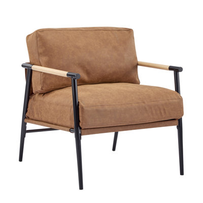 Modern 27.64" Seating Option With Generous Cushion Padding For Relaxation, Metal Frame And Wood Accent Elements, Suitable Different Areas In Office, 30.6" Width, 21.14 Lb Armchair Soft Cushioned