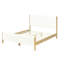Grand lit tapissier moderne blanc, pieds en bois et en bois d'hévéa, surface douce pour une chambre confortable, lit sans sommier avec rembourrage en mousse naturelle et confortable