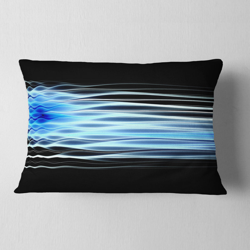Vagues fractales bleu clair - coussin imprimé abstrait