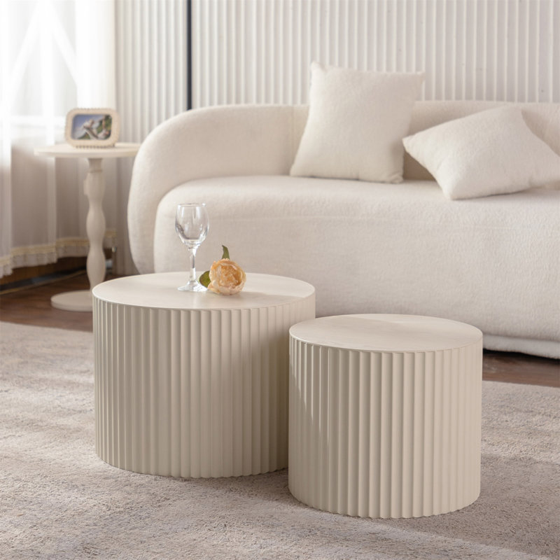 Ensemble de 2 tables basses gigognes Beige
