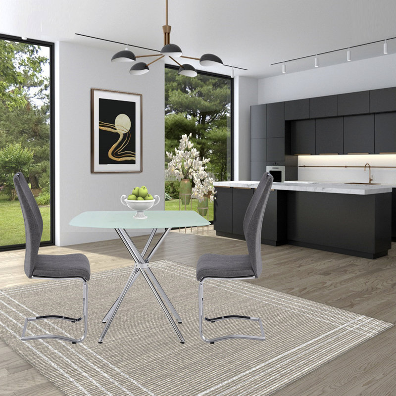 Table carrée 36 "en verre trempé givré