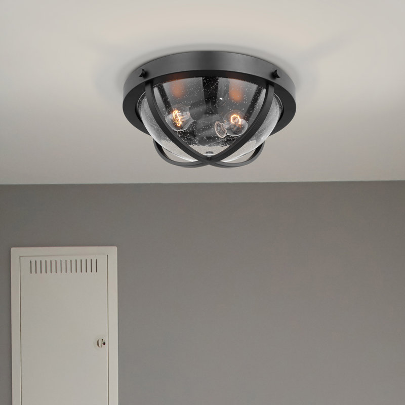 Morrilton Glass Flush Mount, Black, Clear