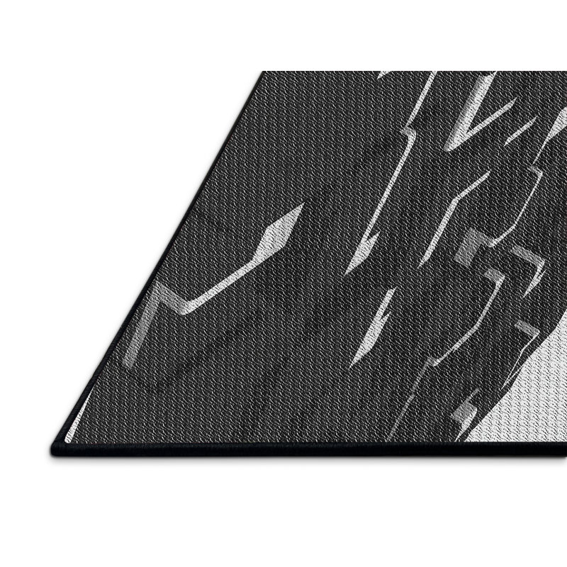 Tapis noir/beige à motifs, Rectangle 5 pi x 7 pi