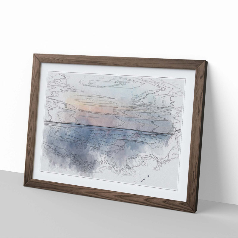 Ocean Wide in Abstract - Picture Frame Graphic Art Print, 48cm H x 65cm W x 2cm D, Walnut Framed