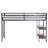 Ady Twin Size Loft Bed With Ladder And 2 Wood Shelves, Black Metal Frame