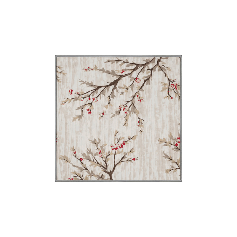 Machine Washable Gray Area Rug, Square 5'