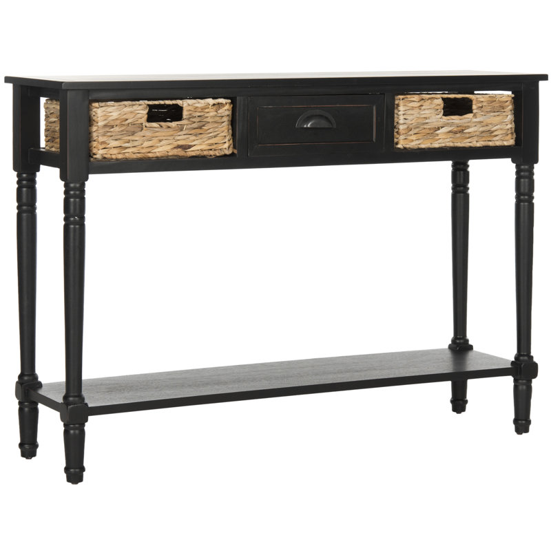 Console en bois massif 44,5 po Painswick, Noir patiné