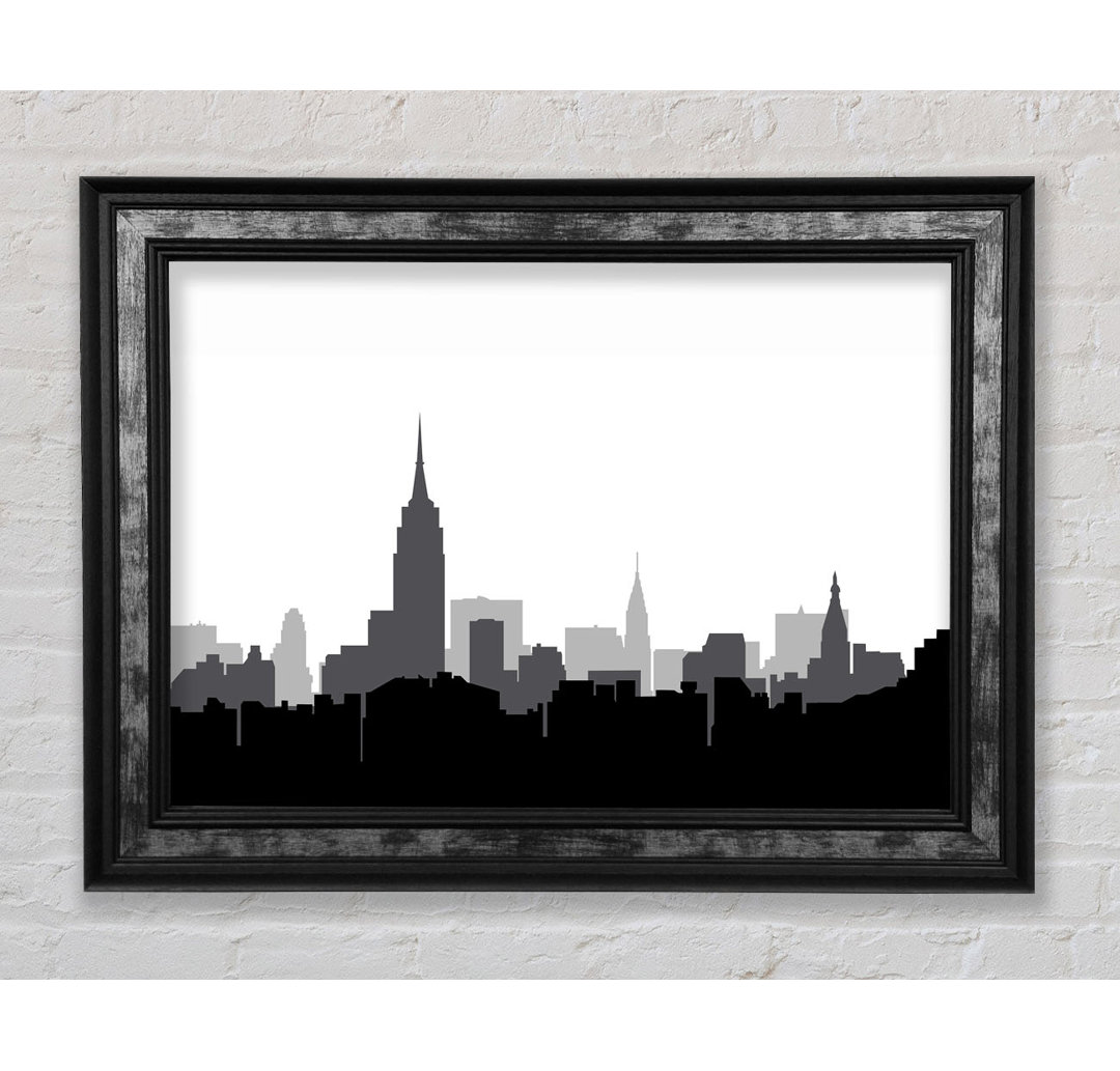 New York Silhouette B N W - Einzelne Bilderrahmen Kunstdrucke