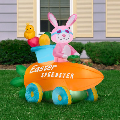 54" Inflatable Bunny in Easter Speedster