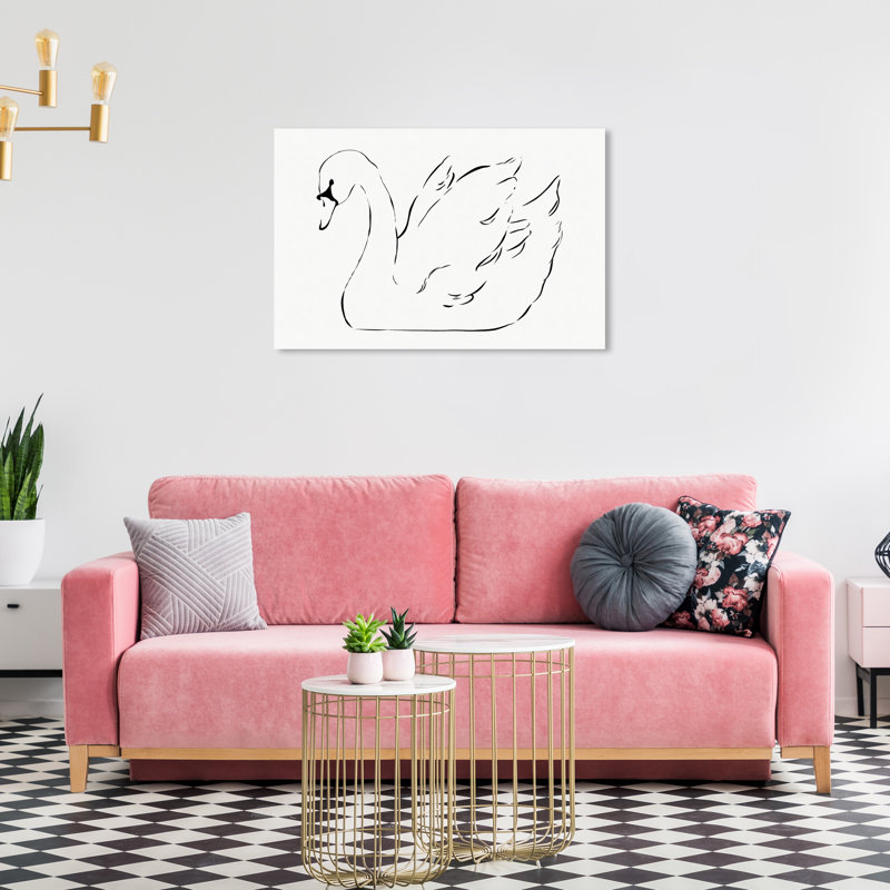 Élégant cygne blanc par Wynwood Studio, H 24 po x l 36 po x P 0,8 po