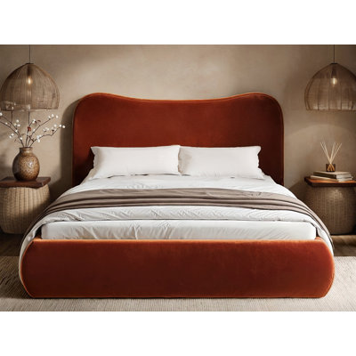 Ember Ottoman Bed Orange Velvet Double