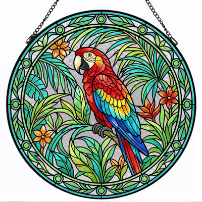 Vitrail de vitrail Tropical Parrot - 7,8H
