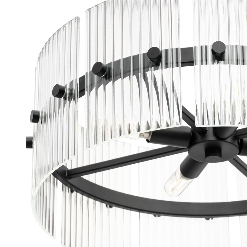 Luminaire suspendu contemporain à quatre lumières, Noir mat