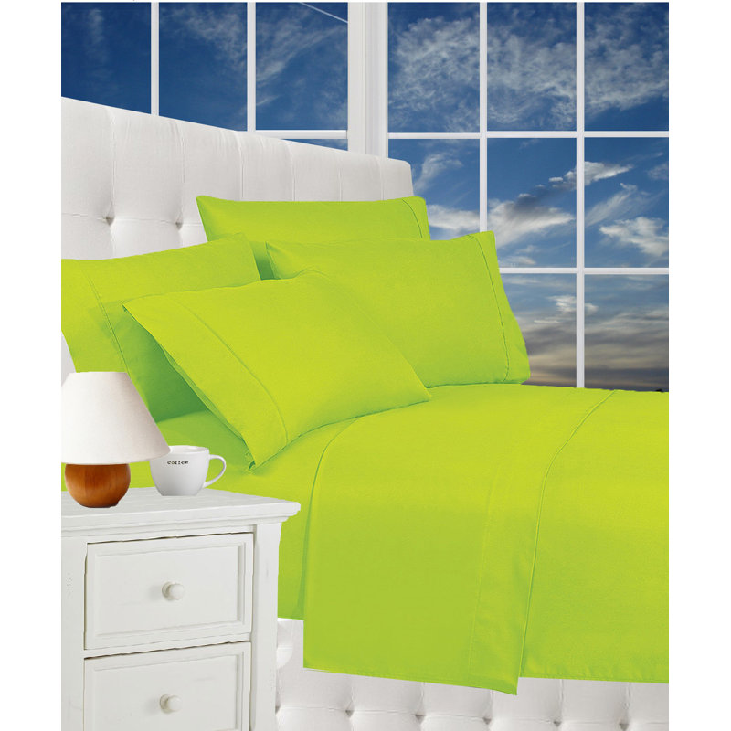 Microfiber Percale Sheet Set with Deep Pocket Fitted Sheet, Twin XL Sheet Set + 1 Fitted Sheet + 1 Pillowcase, Lime
