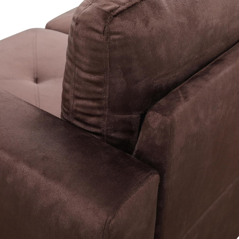 3-Piece Brown Microfiber Modular Sectional Sofa, Right Hand Facing