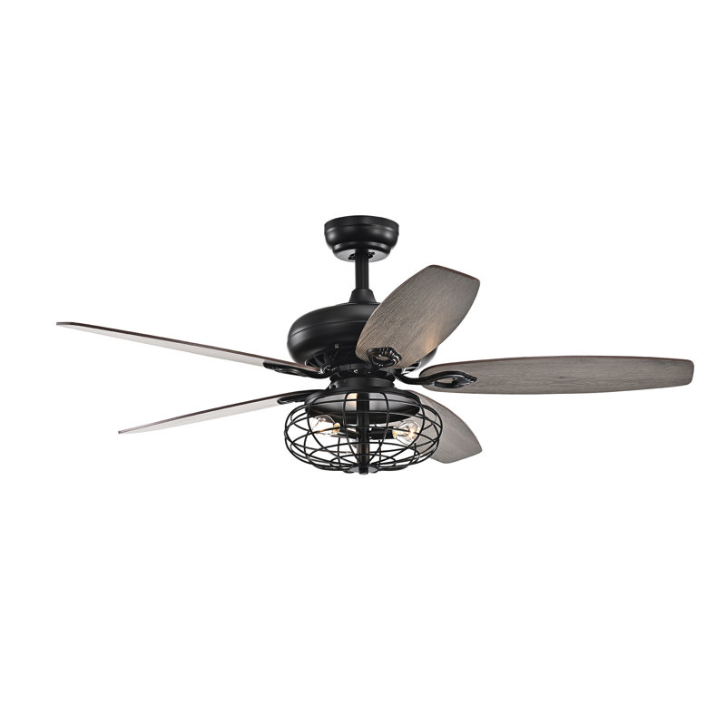 Ventilateur de plafond standard à 5 pales de 52 po avec télécommande et ensemble d'éclairage inclus