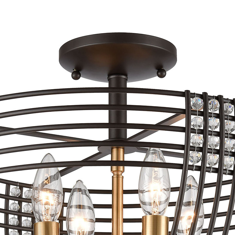 Plafonnier semi-encastré 4 lumières Concentric - largeur 16 po - Bronze huilé