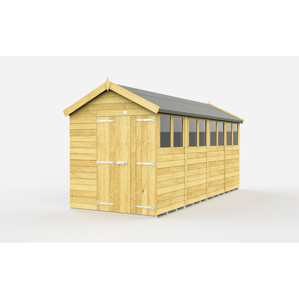 7ft x 16ft Apex Shed - Double Door with Windows