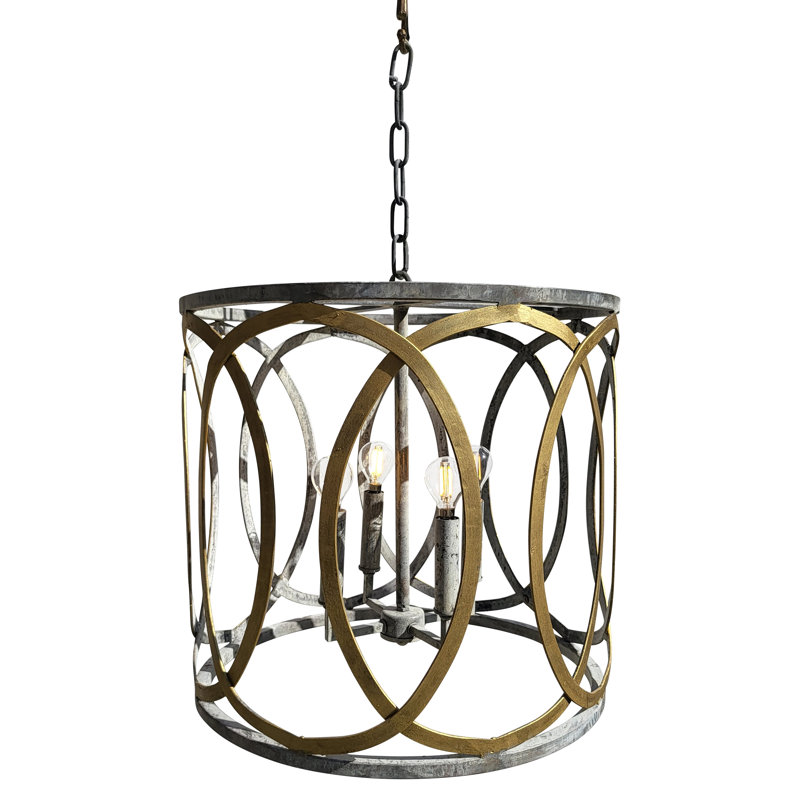 New Orleans 6 - Light Unique Drum Chandelier, Deep Ocean