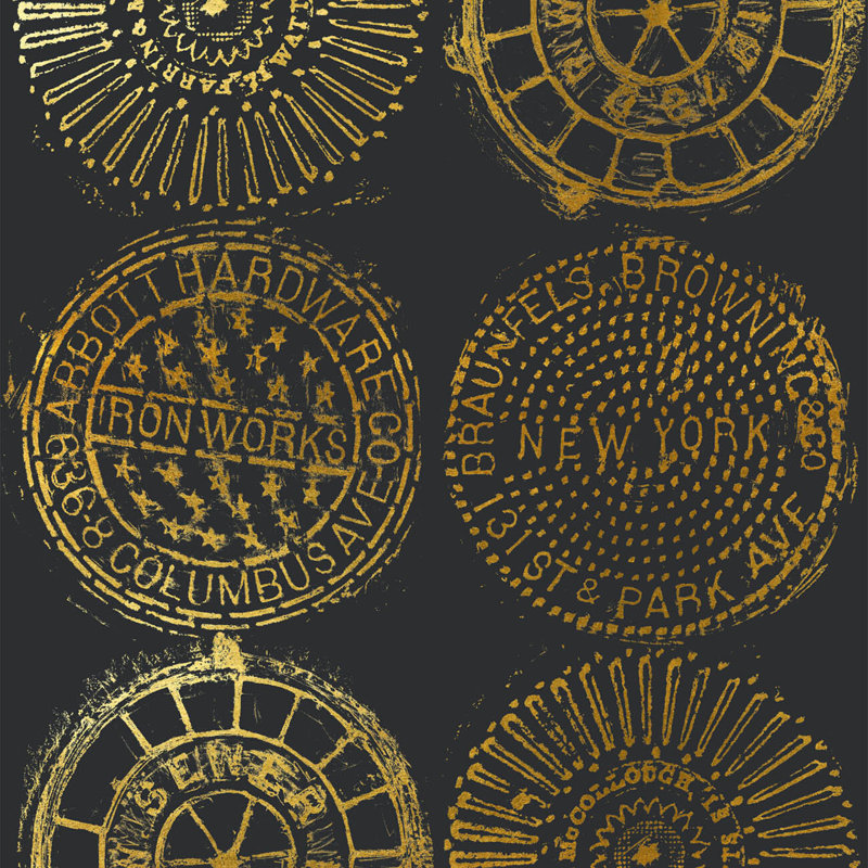 NYC Manhole, Gold/Eclipse, Paper