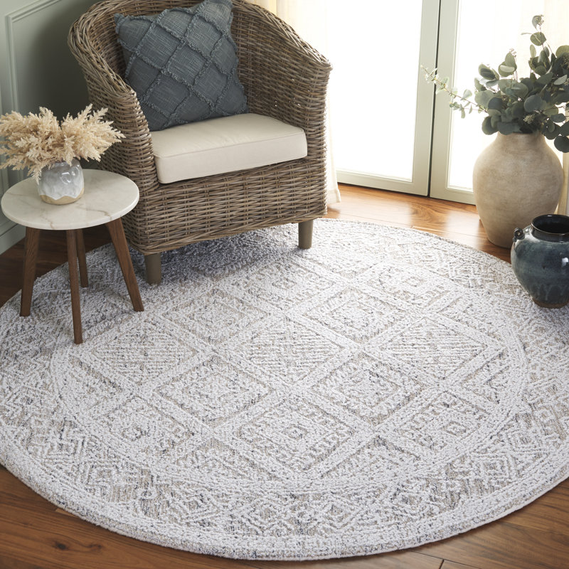 Tapis taupe / ivoire Allyana 229, Rond 6 pi