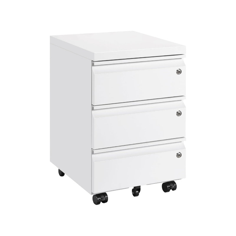37 cm W 3 -Drawer Wheels / Casters included Mobile Steel Filing Cabinet