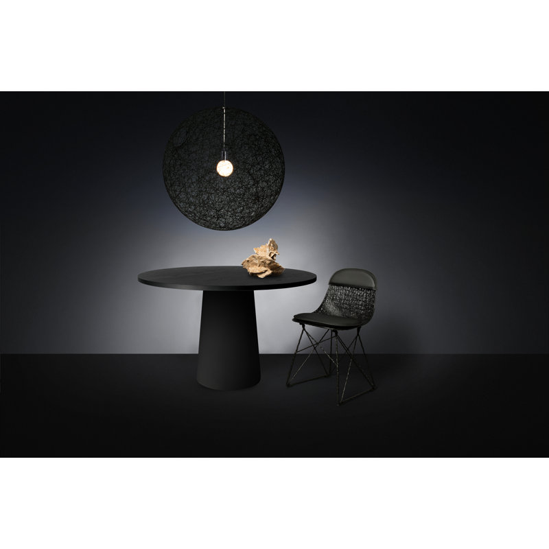 Container Round Dining Table, Black HPL Top with Black Base, 55.1" Diameter