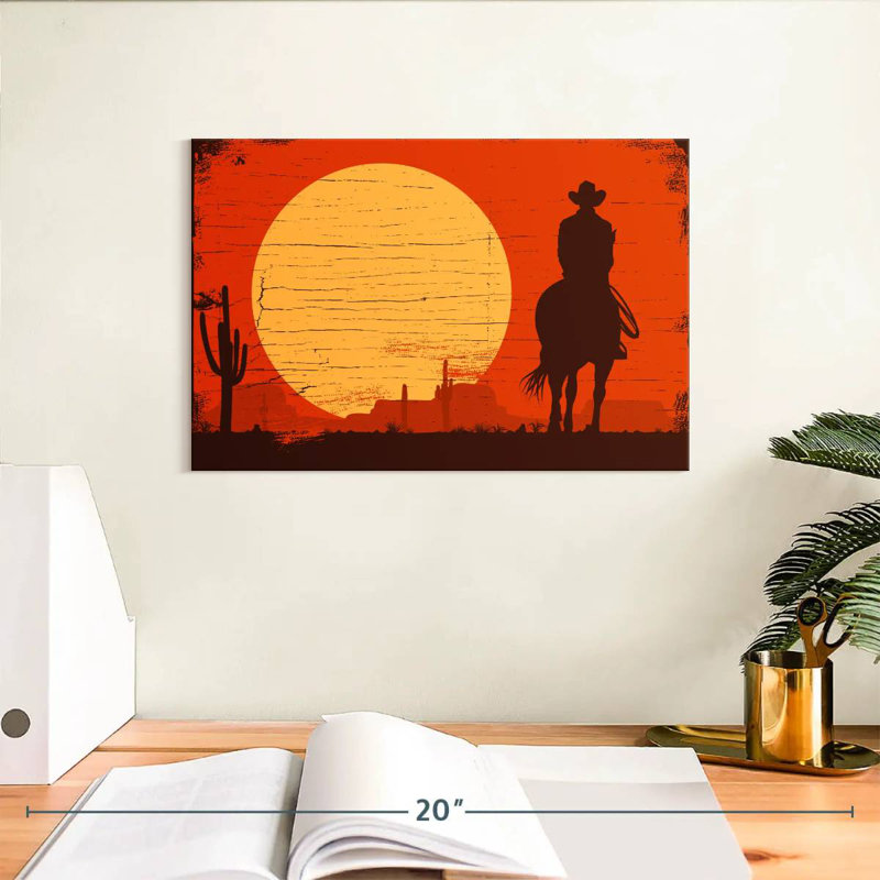 Silhouette de cowboy Lelar, H 8 po x l 12 po