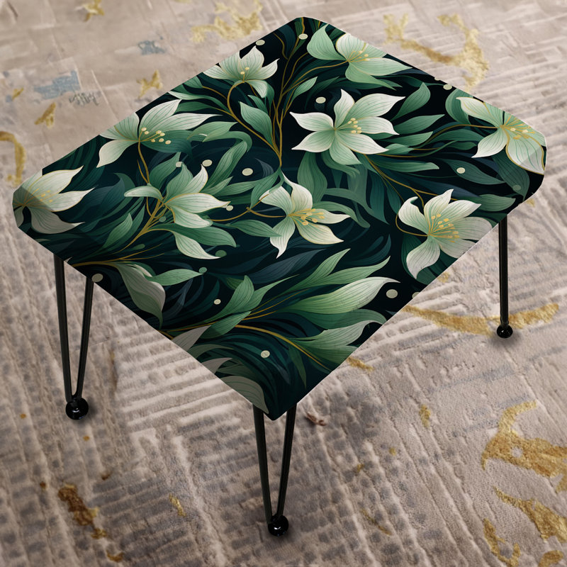 Repose-pieds vert floral floral Elegance