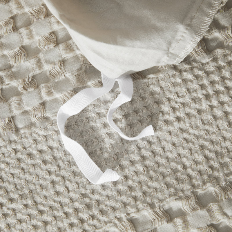 Ensemble de housse de couette Waffle Weave, Housse de couette grand et 2 taies d'oreiller stan, Kaki