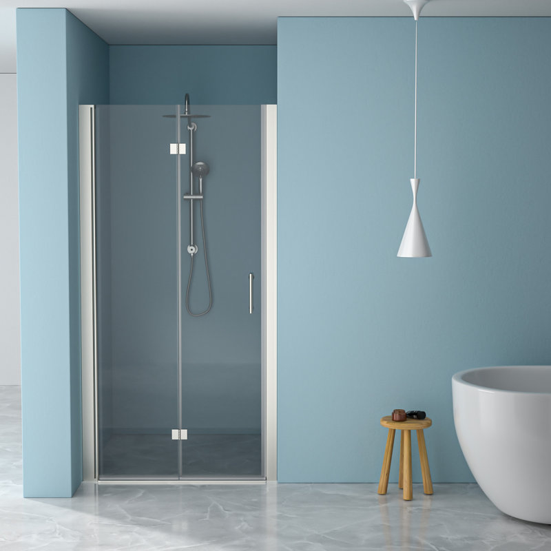 30"W X 72"H Fold Shower Door With Tempered Glass, Brushed Nickel - Flexible Installation, Long-Term Usefulness Foldable Frame, Adjustable For Wall Spacings