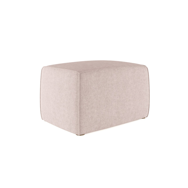 Varick Cube Ottoman, Plush Velvet Oyster, Weathered