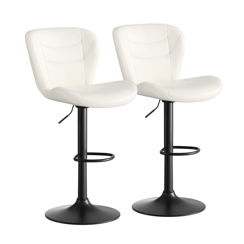Adjustable Height Counter Stool with Metal Frame, White