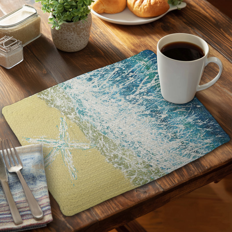 Left Side Seastar Braided Polyester Placemat | Aquatic Decor