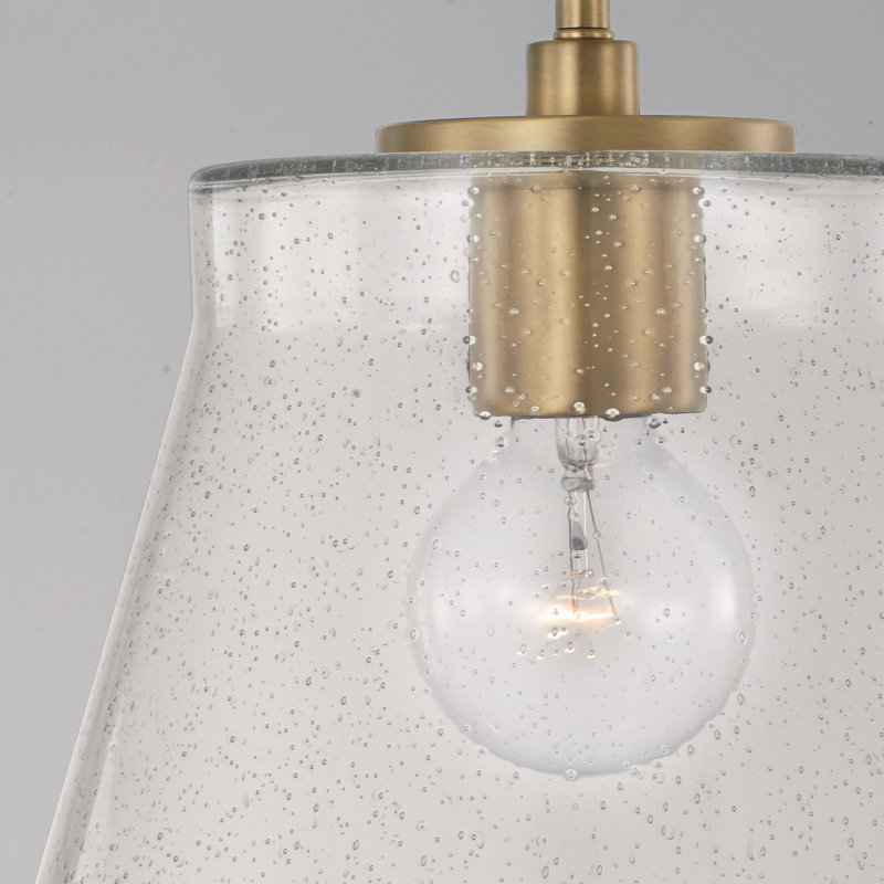 1 - Light Single Pendant, Aged Brass