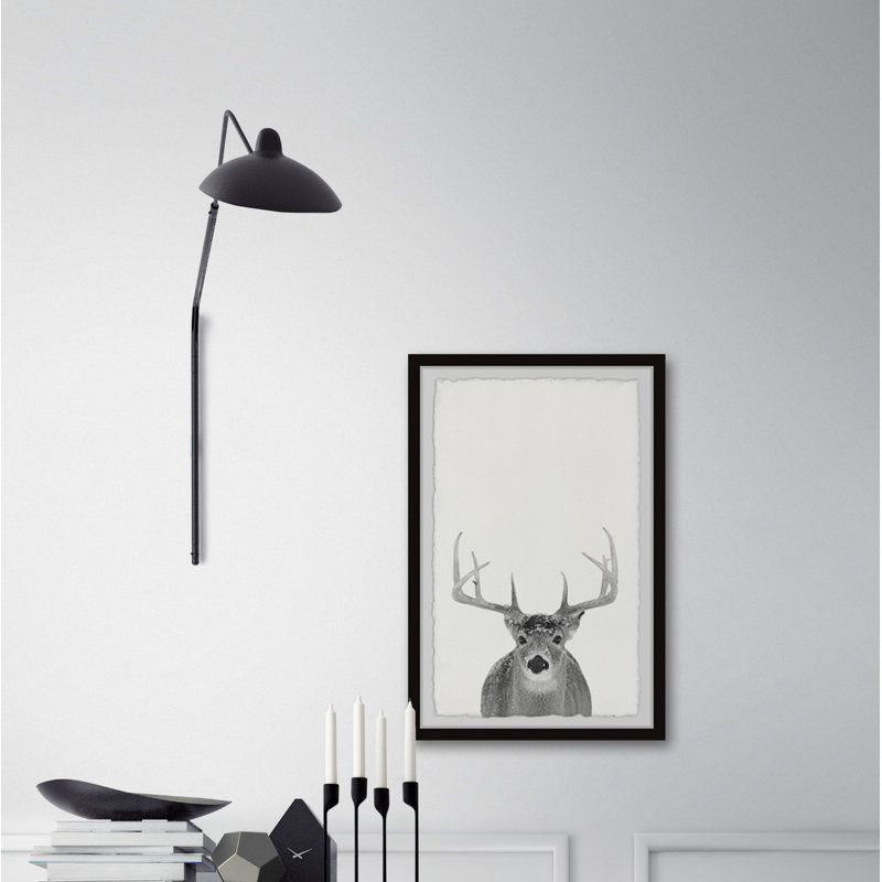 Grey Deer - Single Picture Frame Painting, 45cm H x 38cm W x 3.81cm D