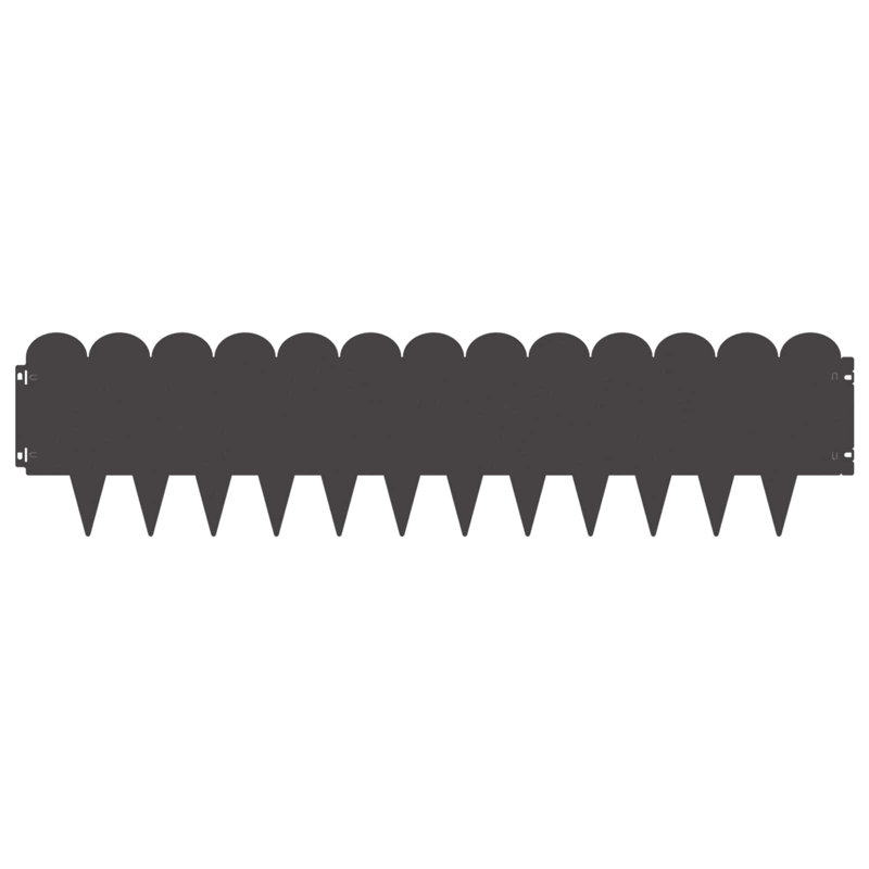 103 cm W Steel Lawn Edging Fencing, 25cm H x 103cm W, Black