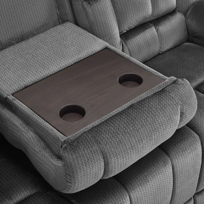 Canapé inclinable électrique avec console rabattable convertible, chaleur et massage, canapé inclinable 3 places, Gris