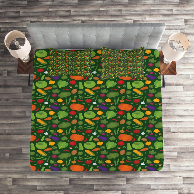 Vegetables Polyester Coverlet, King Bedspread + 2 Shams
