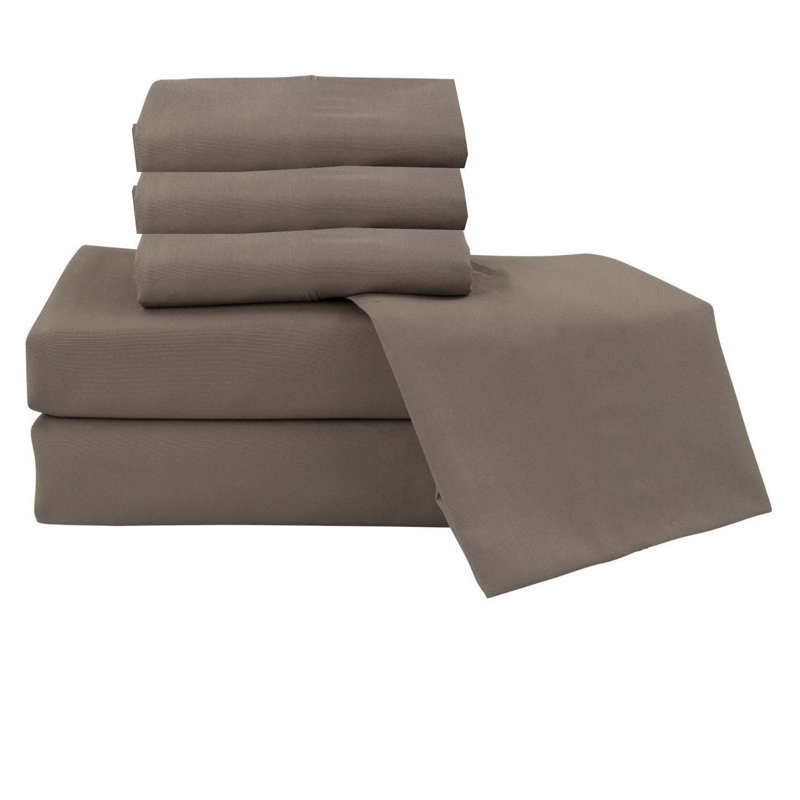 Ensemble de draps en rayonne 6 pièces Jaree, Grand, Taupe