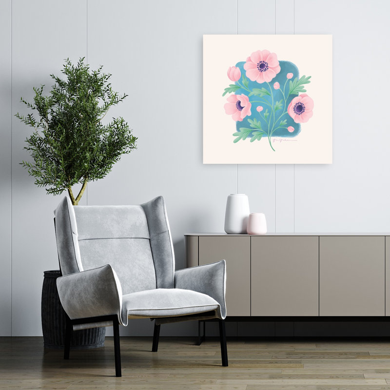 «Spring Blooms I Abstract Contemporary Flower Landscape», reproduction d'art mural, H 32 po x l 32 po