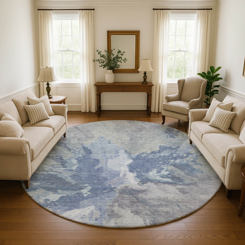Premium Machine Washable Marasco AMF1632 Modern Rug, Round 8'