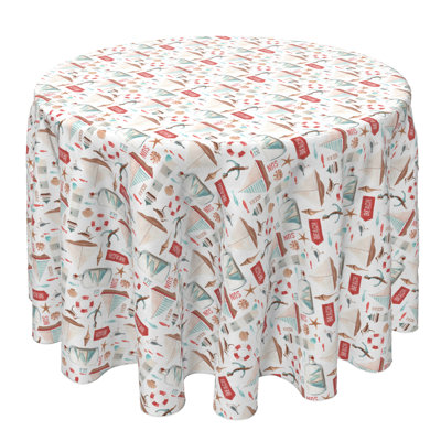 Charroux Fabric Textile Products, Inc. Round Tablecloth, 100% Cotton, 60 Round", Seaside Background