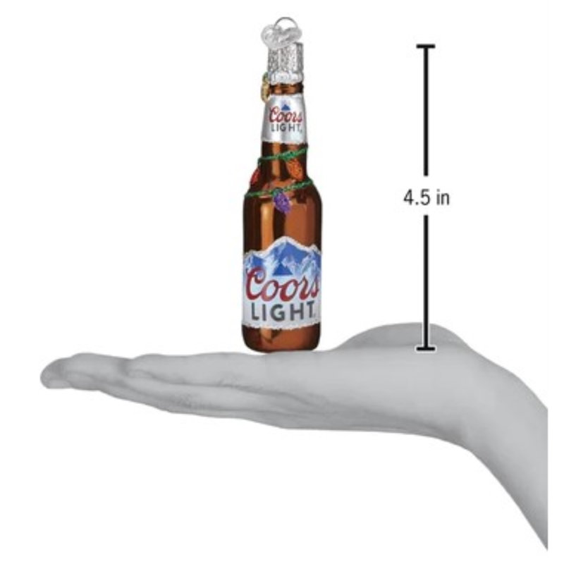 Old World Christmas Glass Blown Ornament for Christmas Tree, Holiday Coors Light Bottle